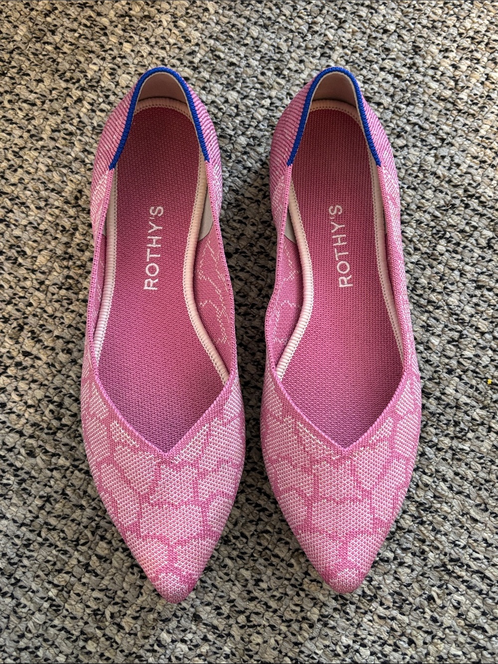 Rothy's Limited Edition Rose Quartz The Point Ballet Flats Pink Shimmer Shoes 8